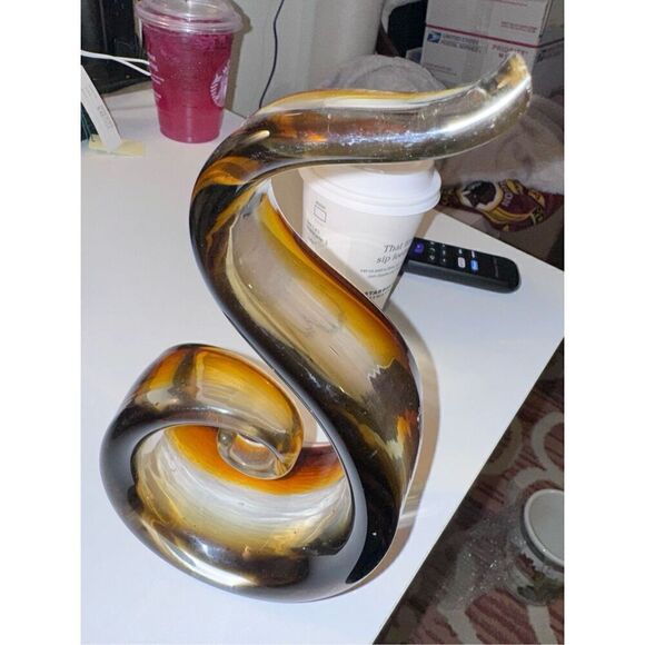 Brown black glass snake shape Murano style - Picture 8 of 13